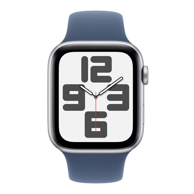 Часы Apple Watch SE 2024, 40 мм, корпус из алюминия серебристого цвета, спортивный ремешок джинсового цвета