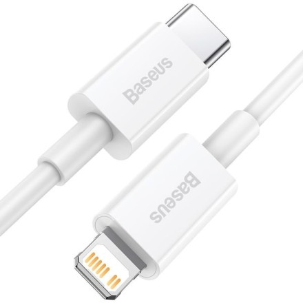 Кабель Type-C Baseus Fast Charging для iPhone Lightning 8 pin 20W (1м) (белый)