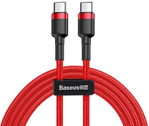 Кабель USB-C BASEUS Cafule, Type-C - Type-C, 3A, 2 м, красный