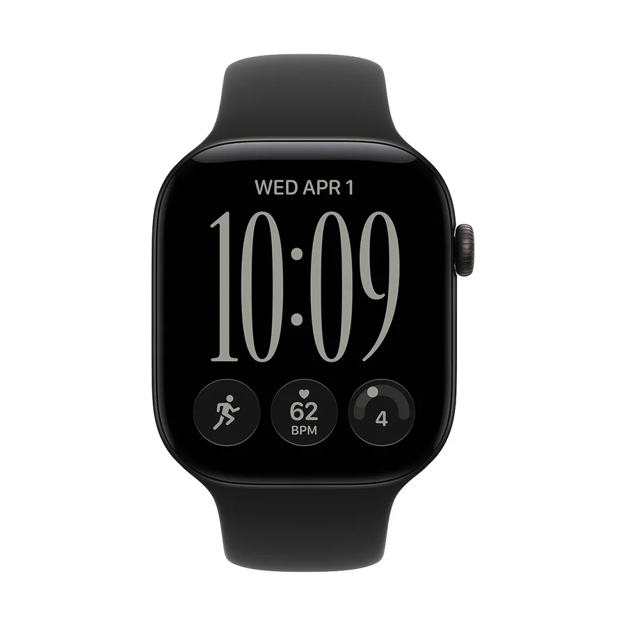 Часы Apple Watch Series 12, 42 мм, корпус из алюминия чёрного цвета, спортивный ремешок чёрного цвета