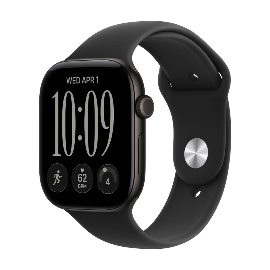 Часы Apple Watch Series 12, 42 мм, корпус из алюминия чёрного цвета, спортивный ремешок чёрного цвета