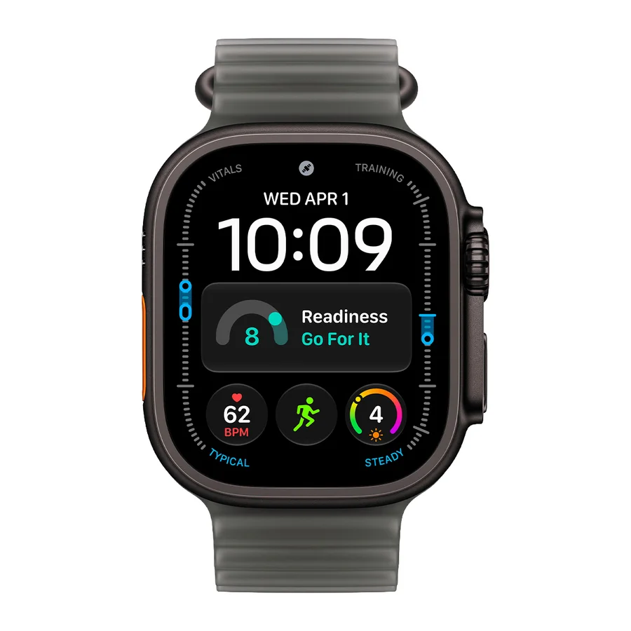 Часы Apple Watch Ultra 4 Cellular, 49 мм, корпус из титана чёрного цвета, ремешок Ocean полупрозрачного чёрного цвета (MJAY4)