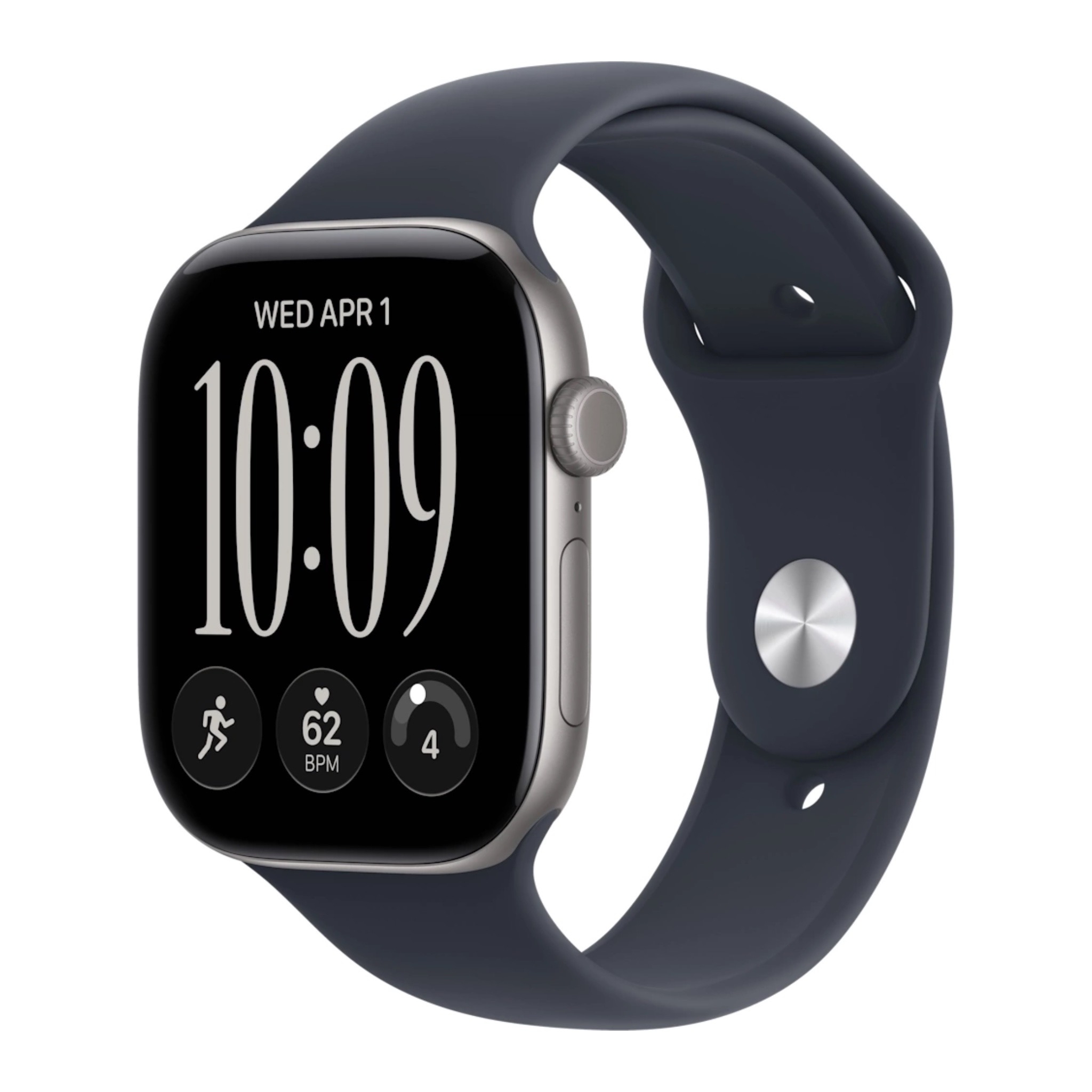 Часы Apple Watch Series 12, 46 мм, корпус из алюминия цвета «серый космос», спортивный ремешок синего цвета